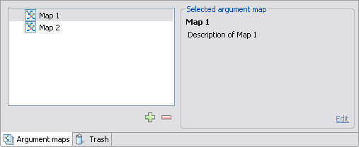 The argument map list in the debate manager